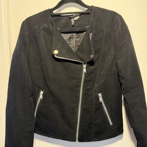 H&M Black Suede Jacket with Silver Hardware